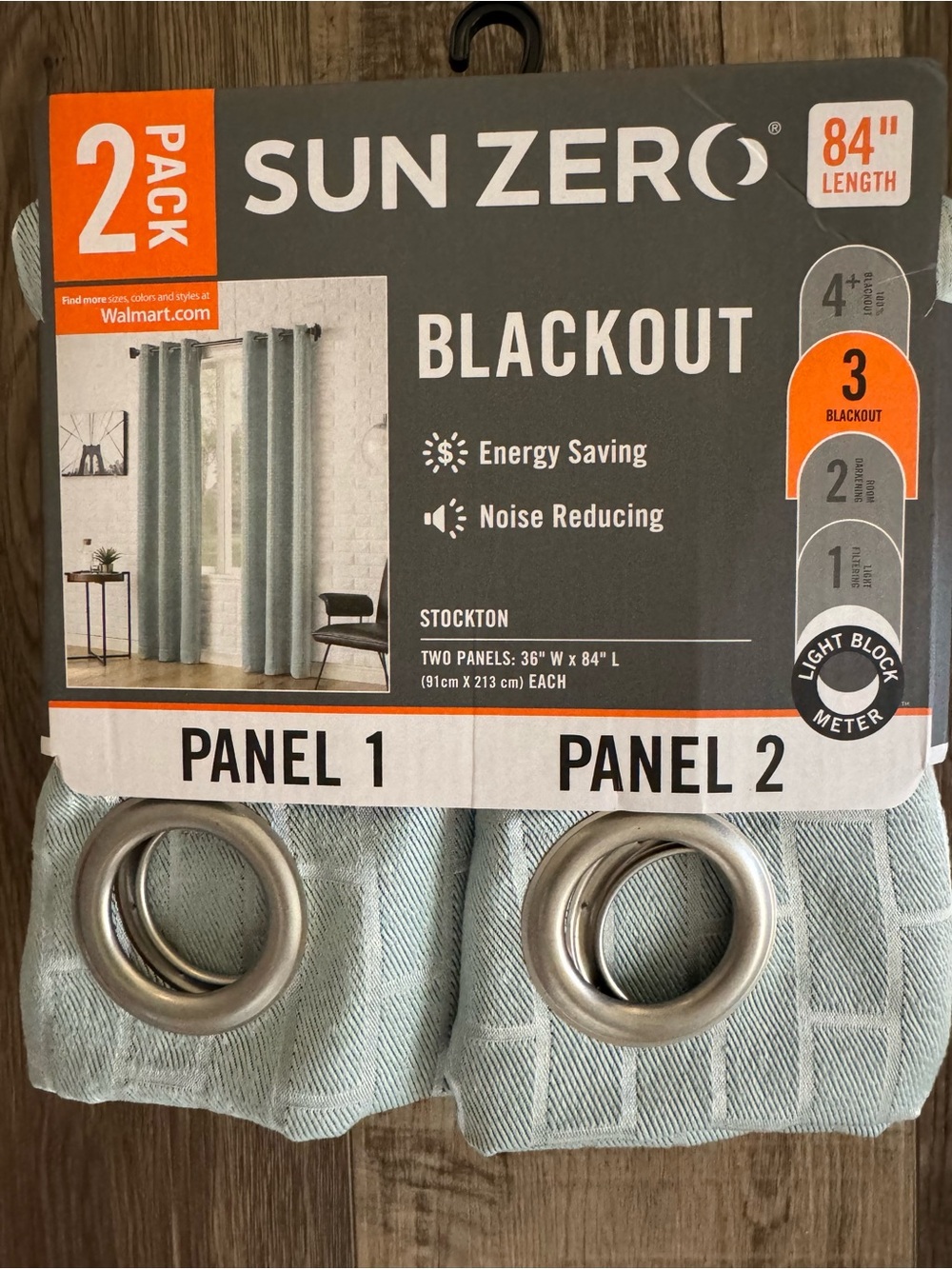 Sun Zero Stockton Blackout Curtain Panels - Light Aqua Blue-Set of 2